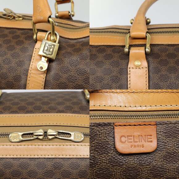 CELINE Macadam Canvas Boston Bag Pvc Leather Brown - Picture 11 of 13